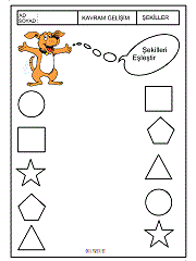 geometrik şekiileri eşleştirme çalışma sayfaları